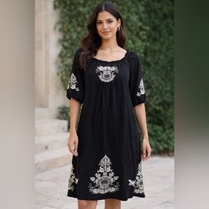 ✨ Johnny Was Black Embroidered Dress | Small | Pockets ✨